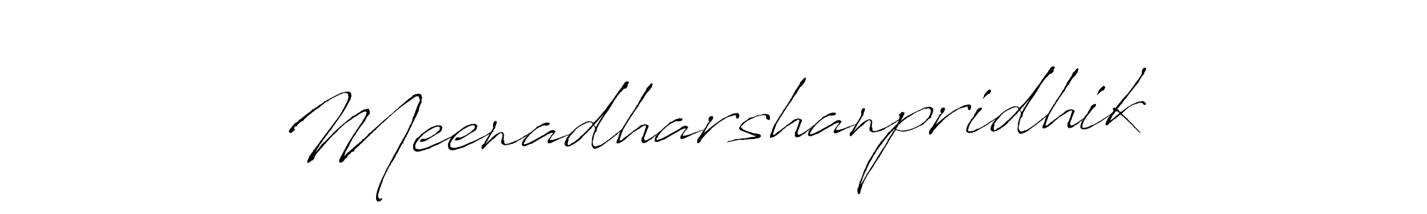 The best way (Antro_Vectra) to make a short signature is to pick only two or three words in your name. The name Meenadharshanpridhik include a total of six letters. For converting this name. Meenadharshanpridhik signature style 6 images and pictures png