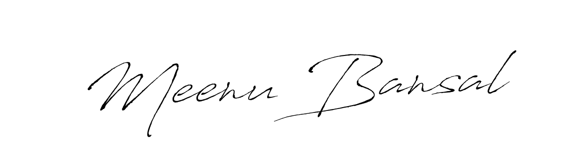 Use a signature maker to create a handwritten signature online. With this signature software, you can design (Antro_Vectra) your own signature for name Meenu Bansal. Meenu Bansal signature style 6 images and pictures png