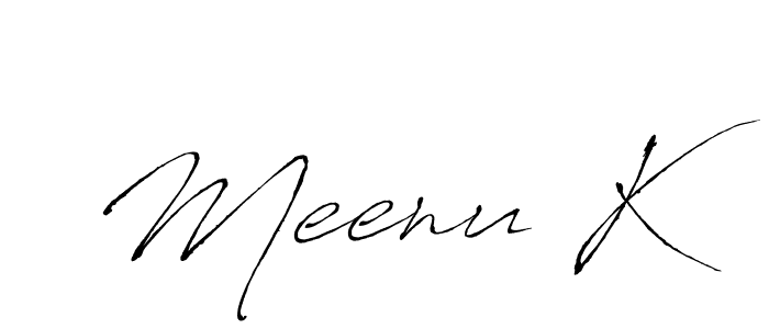 It looks lik you need a new signature style for name Meenu K. Design unique handwritten (Antro_Vectra) signature with our free signature maker in just a few clicks. Meenu K signature style 6 images and pictures png