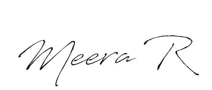 How to make Meera R name signature. Use Antro_Vectra style for creating short signs online. This is the latest handwritten sign. Meera R signature style 6 images and pictures png