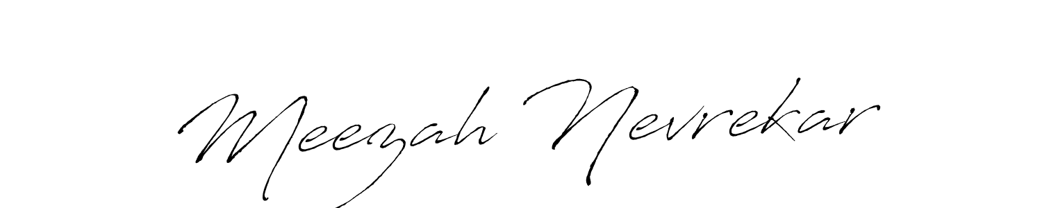 How to make Meezah Nevrekar signature? Antro_Vectra is a professional autograph style. Create handwritten signature for Meezah Nevrekar name. Meezah Nevrekar signature style 6 images and pictures png