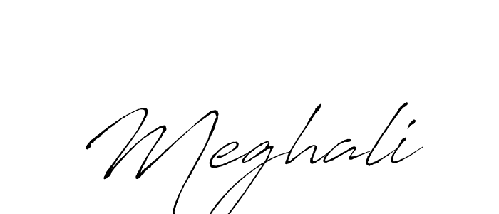 Make a beautiful signature design for name Meghali. With this signature (Antro_Vectra) style, you can create a handwritten signature for free. Meghali signature style 6 images and pictures png