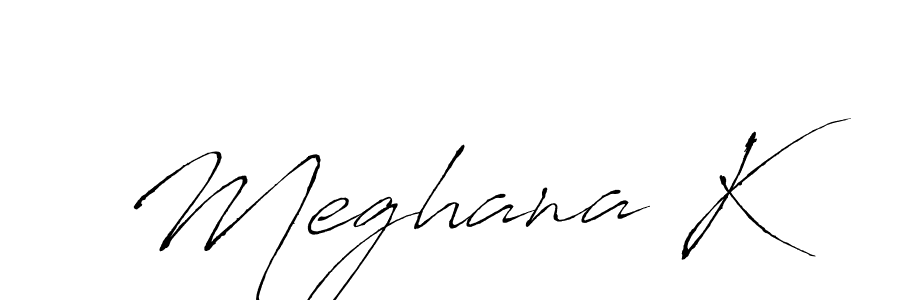 Design your own signature with our free online signature maker. With this signature software, you can create a handwritten (Antro_Vectra) signature for name Meghana K. Meghana K signature style 6 images and pictures png