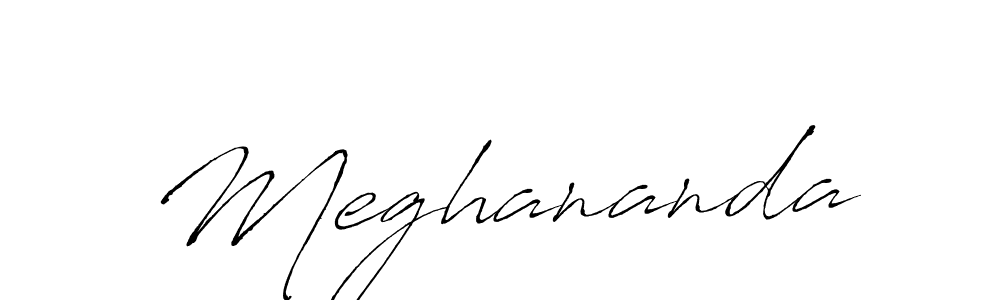 How to make Meghananda name signature. Use Antro_Vectra style for creating short signs online. This is the latest handwritten sign. Meghananda signature style 6 images and pictures png