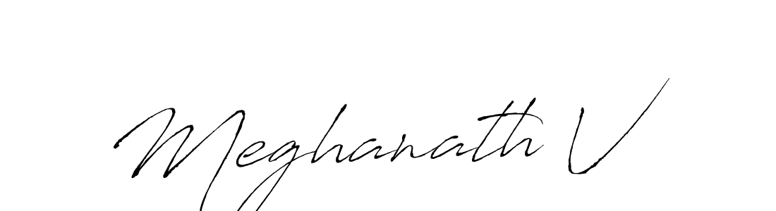 The best way (Antro_Vectra) to make a short signature is to pick only two or three words in your name. The name Meghanath V include a total of six letters. For converting this name. Meghanath V signature style 6 images and pictures png