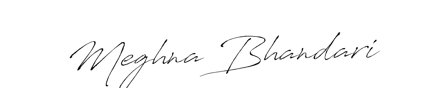 How to make Meghna Bhandari name signature. Use Antro_Vectra style for creating short signs online. This is the latest handwritten sign. Meghna Bhandari signature style 6 images and pictures png