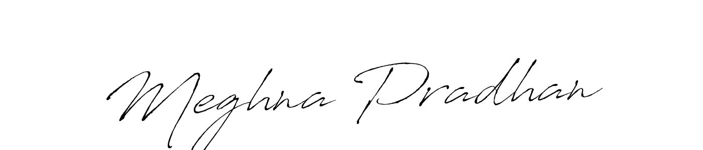 How to make Meghna Pradhan name signature. Use Antro_Vectra style for creating short signs online. This is the latest handwritten sign. Meghna Pradhan signature style 6 images and pictures png