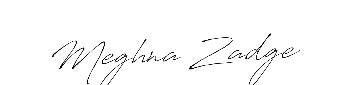 The best way (Antro_Vectra) to make a short signature is to pick only two or three words in your name. The name Meghna Zadge include a total of six letters. For converting this name. Meghna Zadge signature style 6 images and pictures png