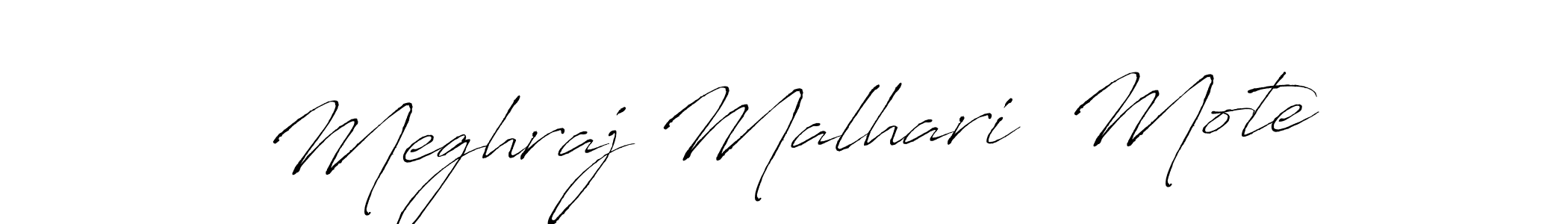 The best way (Antro_Vectra) to make a short signature is to pick only two or three words in your name. The name Meghraj Malhari  Mote include a total of six letters. For converting this name. Meghraj Malhari  Mote signature style 6 images and pictures png