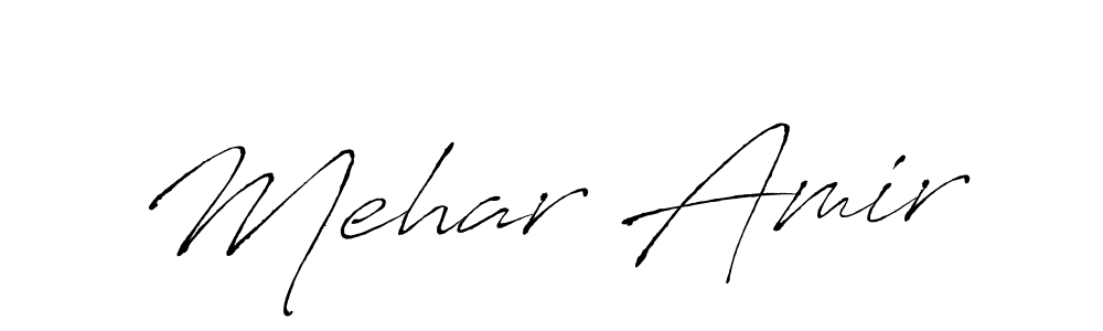 How to make Mehar Amir name signature. Use Antro_Vectra style for creating short signs online. This is the latest handwritten sign. Mehar Amir signature style 6 images and pictures png