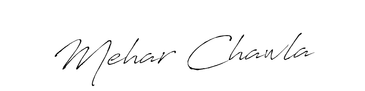 Design your own signature with our free online signature maker. With this signature software, you can create a handwritten (Antro_Vectra) signature for name Mehar Chawla. Mehar Chawla signature style 6 images and pictures png