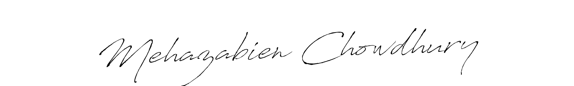 How to make Mehazabien Chowdhury signature? Antro_Vectra is a professional autograph style. Create handwritten signature for Mehazabien Chowdhury name. Mehazabien Chowdhury signature style 6 images and pictures png