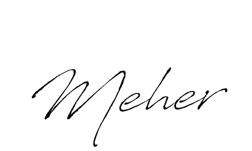 Make a beautiful signature design for name Meher. With this signature (Antro_Vectra) style, you can create a handwritten signature for free. Meher signature style 6 images and pictures png