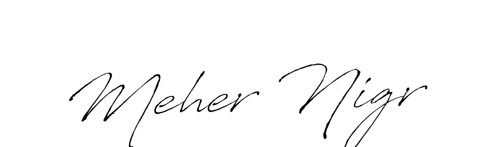 How to make Meher Nigr name signature. Use Antro_Vectra style for creating short signs online. This is the latest handwritten sign. Meher Nigr signature style 6 images and pictures png