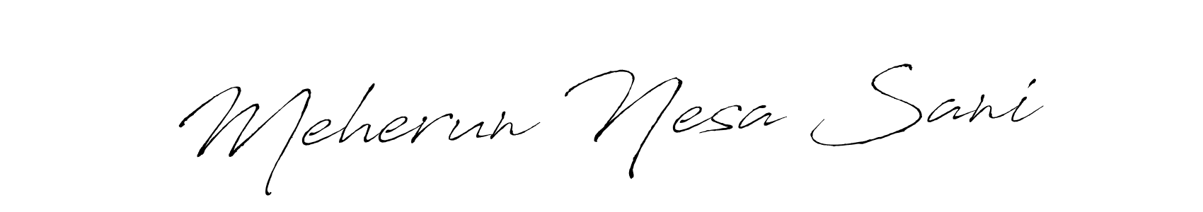 Make a beautiful signature design for name Meherun Nesa Sani. With this signature (Antro_Vectra) style, you can create a handwritten signature for free. Meherun Nesa Sani signature style 6 images and pictures png