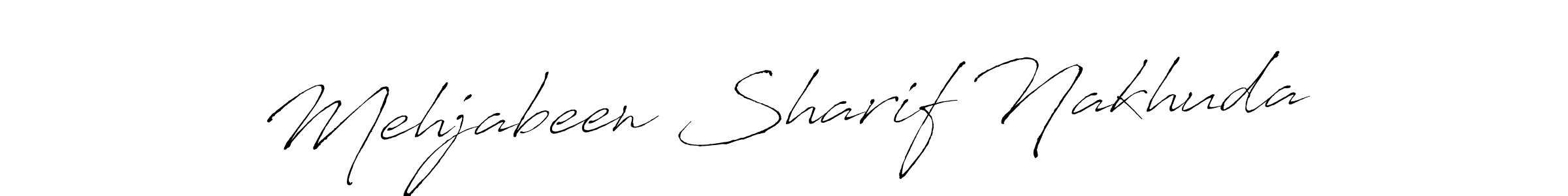 Design your own signature with our free online signature maker. With this signature software, you can create a handwritten (Antro_Vectra) signature for name Mehjabeen Sharif Nakhuda. Mehjabeen Sharif Nakhuda signature style 6 images and pictures png