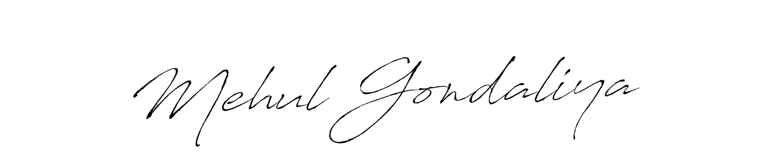 How to make Mehul Gondaliya name signature. Use Antro_Vectra style for creating short signs online. This is the latest handwritten sign. Mehul Gondaliya signature style 6 images and pictures png