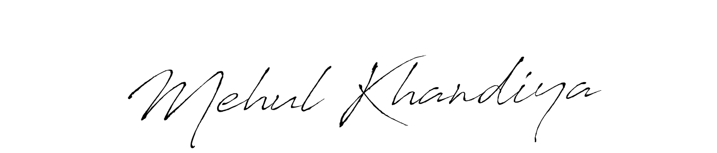 How to make Mehul Khandiya name signature. Use Antro_Vectra style for creating short signs online. This is the latest handwritten sign. Mehul Khandiya signature style 6 images and pictures png