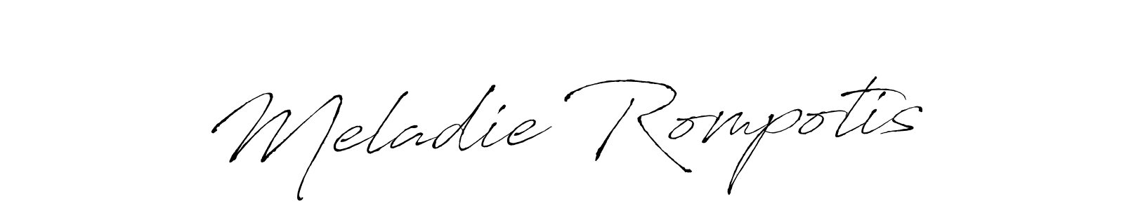 Create a beautiful signature design for name Meladie Rompotis. With this signature (Antro_Vectra) fonts, you can make a handwritten signature for free. Meladie Rompotis signature style 6 images and pictures png