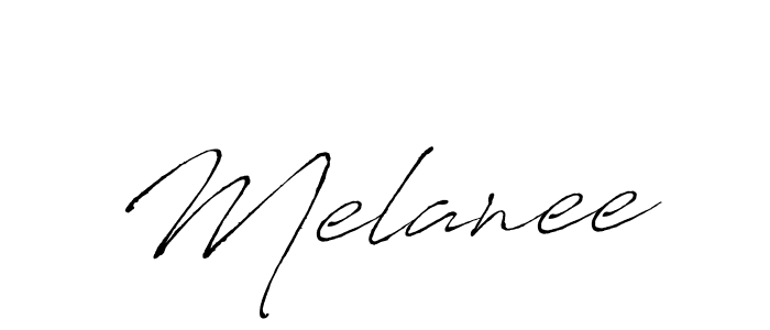 Make a beautiful signature design for name Melanee. With this signature (Antro_Vectra) style, you can create a handwritten signature for free. Melanee signature style 6 images and pictures png