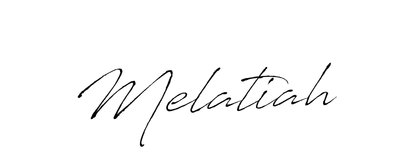 Use a signature maker to create a handwritten signature online. With this signature software, you can design (Antro_Vectra) your own signature for name Melatiah. Melatiah signature style 6 images and pictures png