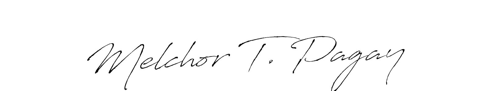 How to make Melchor T. Pagay signature? Antro_Vectra is a professional autograph style. Create handwritten signature for Melchor T. Pagay name. Melchor T. Pagay signature style 6 images and pictures png