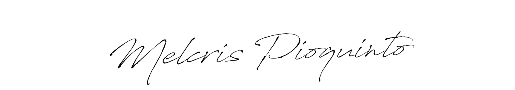 The best way (Antro_Vectra) to make a short signature is to pick only two or three words in your name. The name Melcris Pioquinto include a total of six letters. For converting this name. Melcris Pioquinto signature style 6 images and pictures png