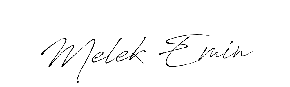 Melek Emin stylish signature style. Best Handwritten Sign (Antro_Vectra) for my name. Handwritten Signature Collection Ideas for my name Melek Emin. Melek Emin signature style 6 images and pictures png