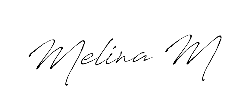 Similarly Antro_Vectra is the best handwritten signature design. Signature creator online .You can use it as an online autograph creator for name Melina M. Melina M signature style 6 images and pictures png