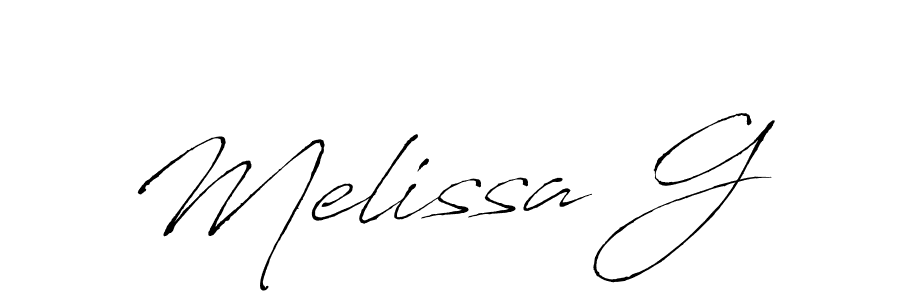 How to make Melissa G signature? Antro_Vectra is a professional autograph style. Create handwritten signature for Melissa G name. Melissa G signature style 6 images and pictures png