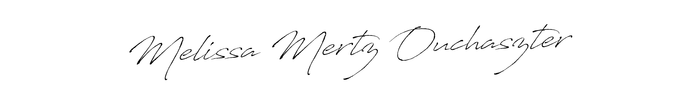 How to make Melissa Mertz Ouchaszter name signature. Use Antro_Vectra style for creating short signs online. This is the latest handwritten sign. Melissa Mertz Ouchaszter signature style 6 images and pictures png
