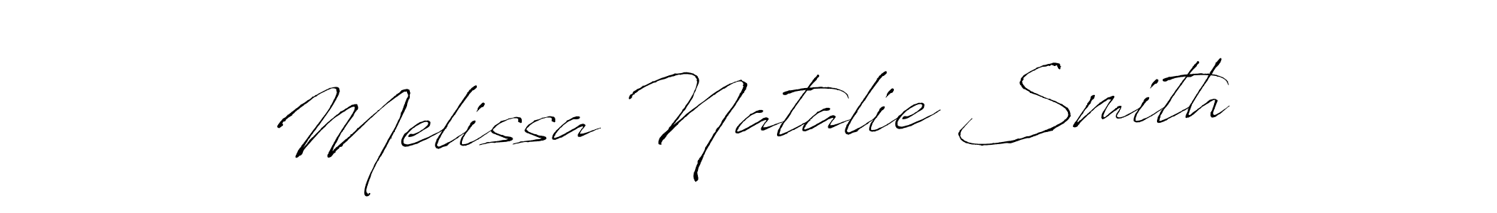 How to make Melissa Natalie Smith name signature. Use Antro_Vectra style for creating short signs online. This is the latest handwritten sign. Melissa Natalie Smith signature style 6 images and pictures png