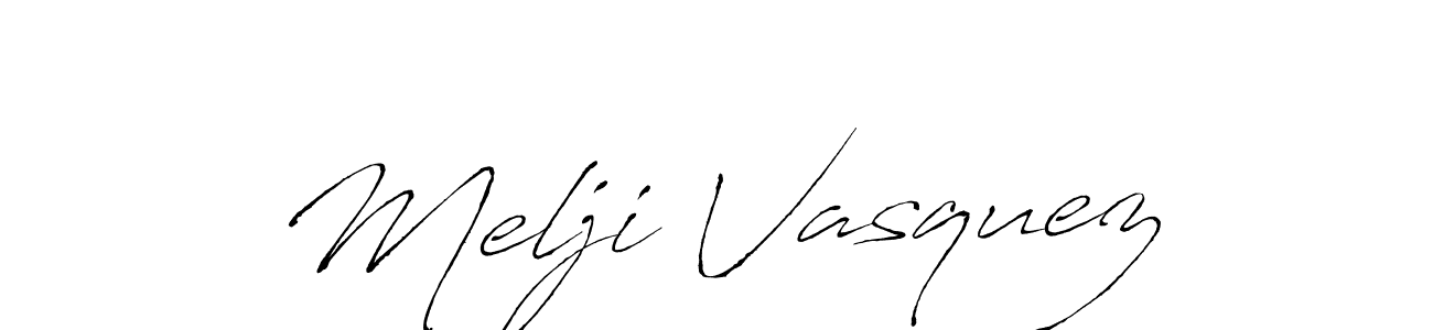You should practise on your own different ways (Antro_Vectra) to write your name (Melji Vasquez) in signature. don't let someone else do it for you. Melji Vasquez signature style 6 images and pictures png