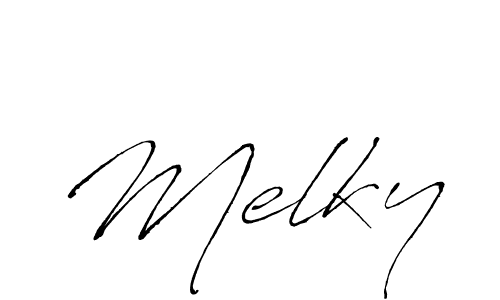 if you are searching for the best signature style for your name Melky. so please give up your signature search. here we have designed multiple signature styles  using Antro_Vectra. Melky signature style 6 images and pictures png