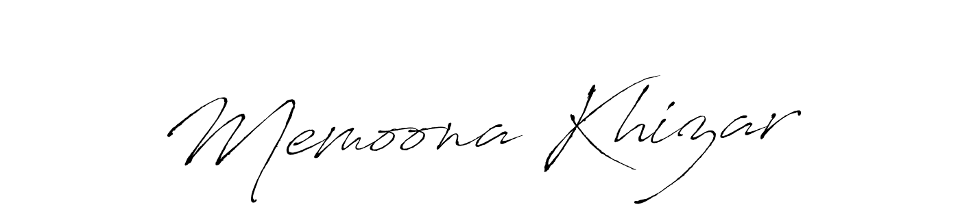 How to make Memoona Khizar name signature. Use Antro_Vectra style for creating short signs online. This is the latest handwritten sign. Memoona Khizar signature style 6 images and pictures png