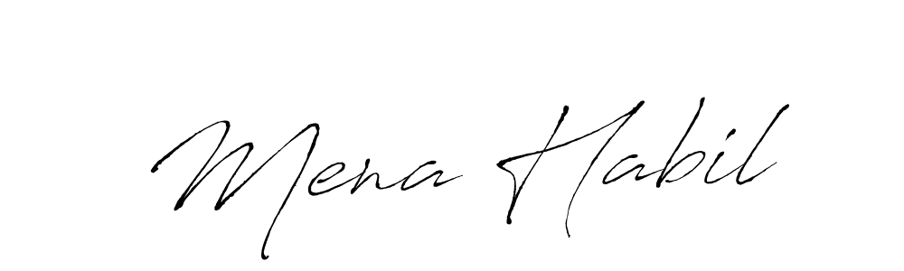 The best way (Antro_Vectra) to make a short signature is to pick only two or three words in your name. The name Mena Habil include a total of six letters. For converting this name. Mena Habil signature style 6 images and pictures png