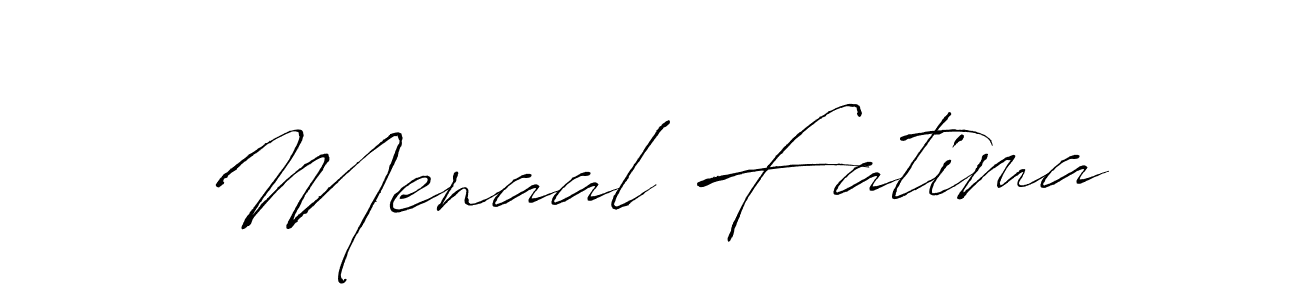 The best way (Antro_Vectra) to make a short signature is to pick only two or three words in your name. The name Menaal Fatima include a total of six letters. For converting this name. Menaal Fatima signature style 6 images and pictures png