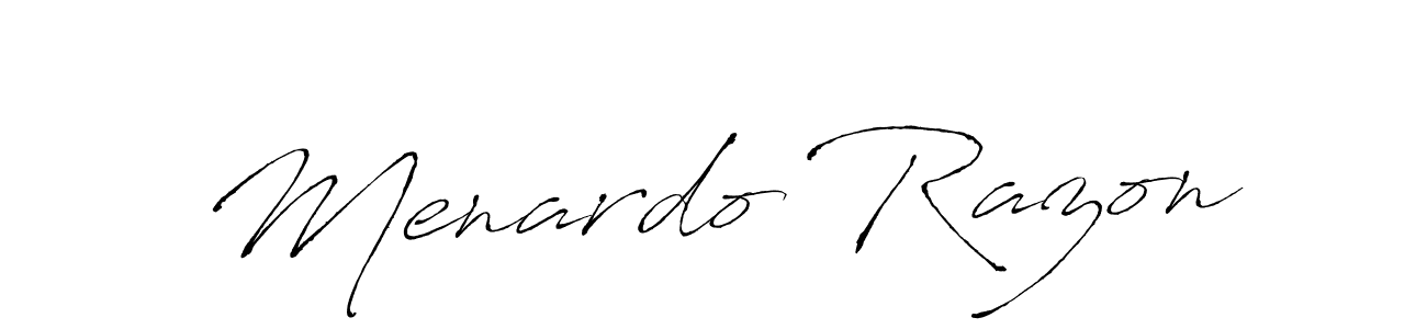 Make a beautiful signature design for name Menardo Razon. With this signature (Antro_Vectra) style, you can create a handwritten signature for free. Menardo Razon signature style 6 images and pictures png