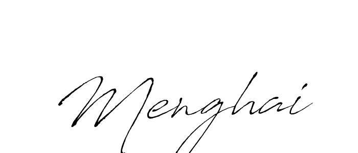 Make a beautiful signature design for name Menghai. With this signature (Antro_Vectra) style, you can create a handwritten signature for free. Menghai signature style 6 images and pictures png
