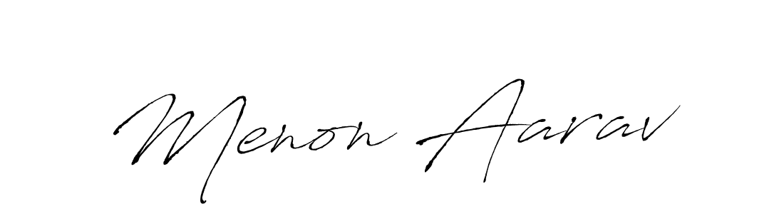 Make a beautiful signature design for name Menon Aarav. With this signature (Antro_Vectra) style, you can create a handwritten signature for free. Menon Aarav signature style 6 images and pictures png