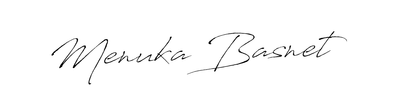 Make a beautiful signature design for name Menuka Basnet. With this signature (Antro_Vectra) style, you can create a handwritten signature for free. Menuka Basnet signature style 6 images and pictures png