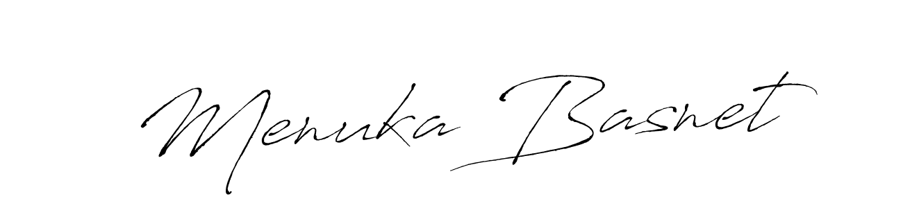 Make a beautiful signature design for name Menuka Basnet. With this signature (Antro_Vectra) style, you can create a handwritten signature for free. Menuka Basnet signature style 6 images and pictures png