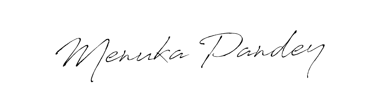 How to make Menuka Pandey name signature. Use Antro_Vectra style for creating short signs online. This is the latest handwritten sign. Menuka Pandey signature style 6 images and pictures png