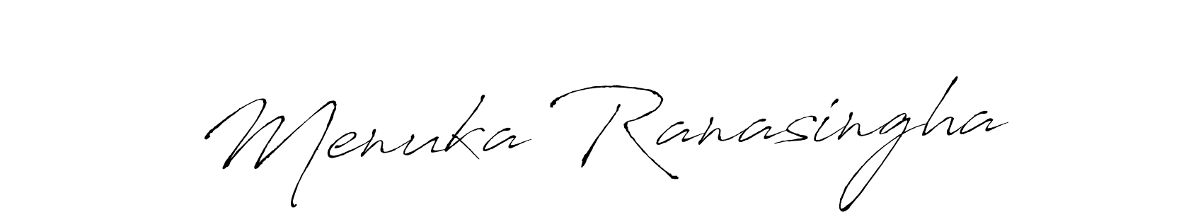 The best way (Antro_Vectra) to make a short signature is to pick only two or three words in your name. The name Menuka Ranasingha include a total of six letters. For converting this name. Menuka Ranasingha signature style 6 images and pictures png