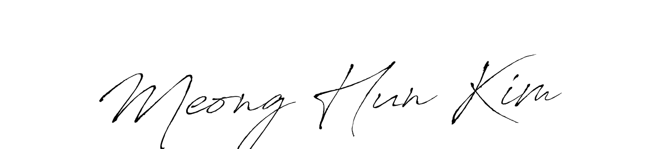 Antro_Vectra is a professional signature style that is perfect for those who want to add a touch of class to their signature. It is also a great choice for those who want to make their signature more unique. Get Meong Hun Kim name to fancy signature for free. Meong Hun Kim signature style 6 images and pictures png