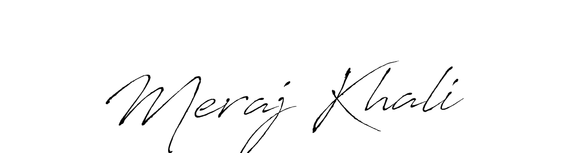 How to make Meraj Khali name signature. Use Antro_Vectra style for creating short signs online. This is the latest handwritten sign. Meraj Khali signature style 6 images and pictures png