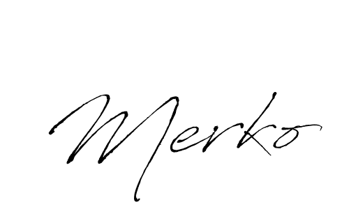 Design your own signature with our free online signature maker. With this signature software, you can create a handwritten (Antro_Vectra) signature for name Merko. Merko signature style 6 images and pictures png