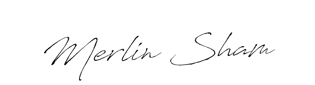 Make a beautiful signature design for name Merlin Sham. With this signature (Antro_Vectra) style, you can create a handwritten signature for free. Merlin Sham signature style 6 images and pictures png