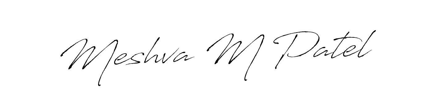 How to make Meshva M Patel name signature. Use Antro_Vectra style for creating short signs online. This is the latest handwritten sign. Meshva M Patel signature style 6 images and pictures png