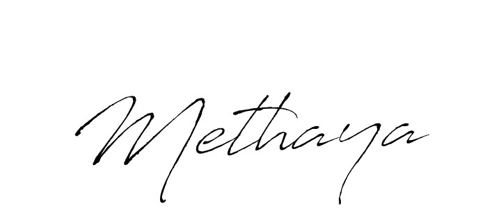 Use a signature maker to create a handwritten signature online. With this signature software, you can design (Antro_Vectra) your own signature for name Methaya. Methaya signature style 6 images and pictures png